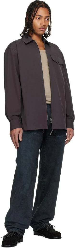 Dries Van Noten Brown Cotton Zipped Shirt 4