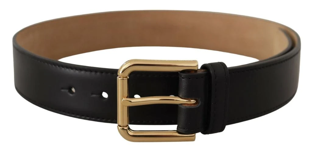 Dolce 
Gabbana Solid Leather Classic gold Waist Buckle Women
s Belt