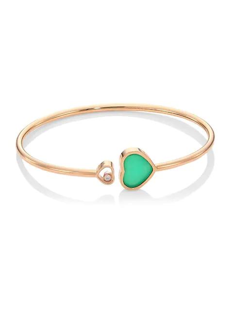 Chopard Happy Hearts 18K Rose Gold, Diamond & Chrysoprase Bangle