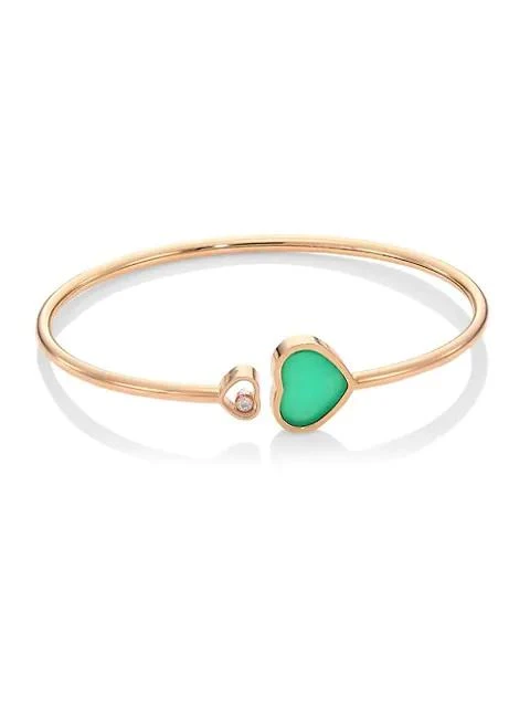 Chopard Happy Hearts 18K Rose Gold, Diamond & Chrysoprase Bangle 1