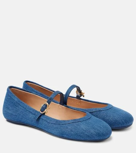 Gianvito Rossi Carla denim Mary Jane flats 1