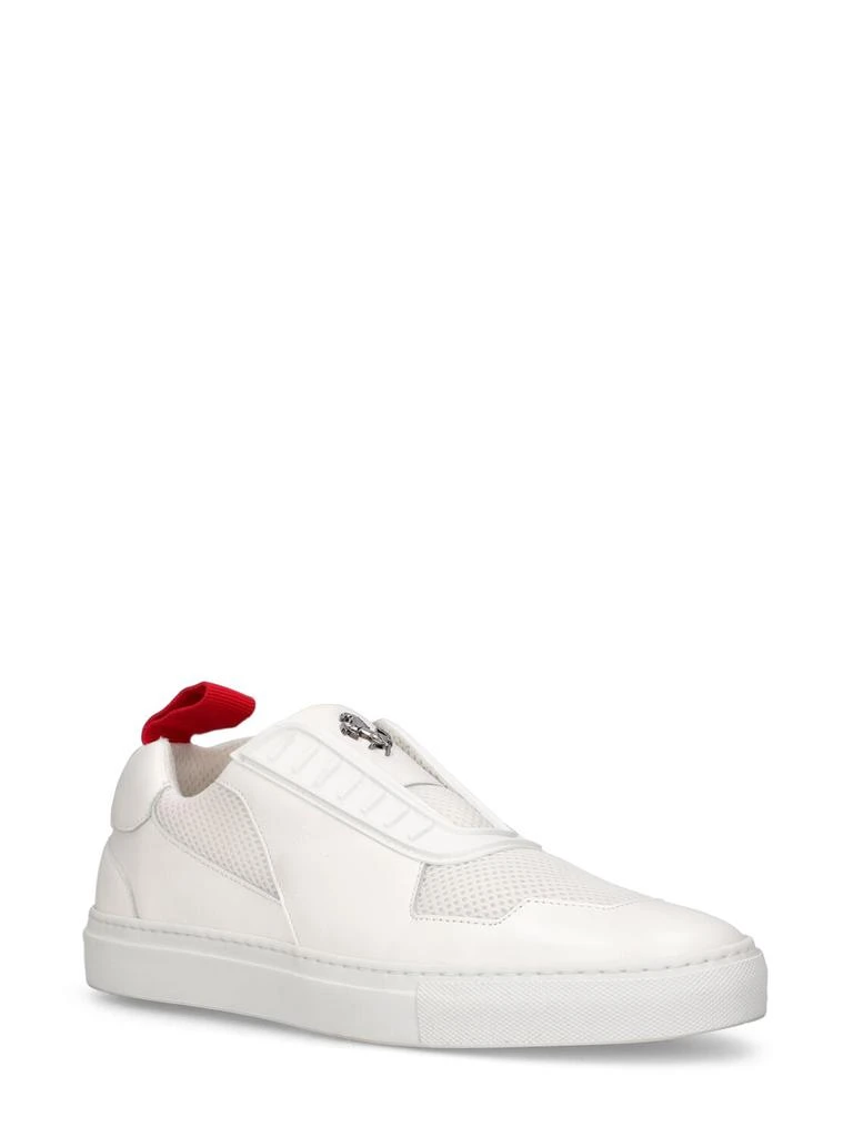 FERRARI Logo Leather Low Top Sneakers 2