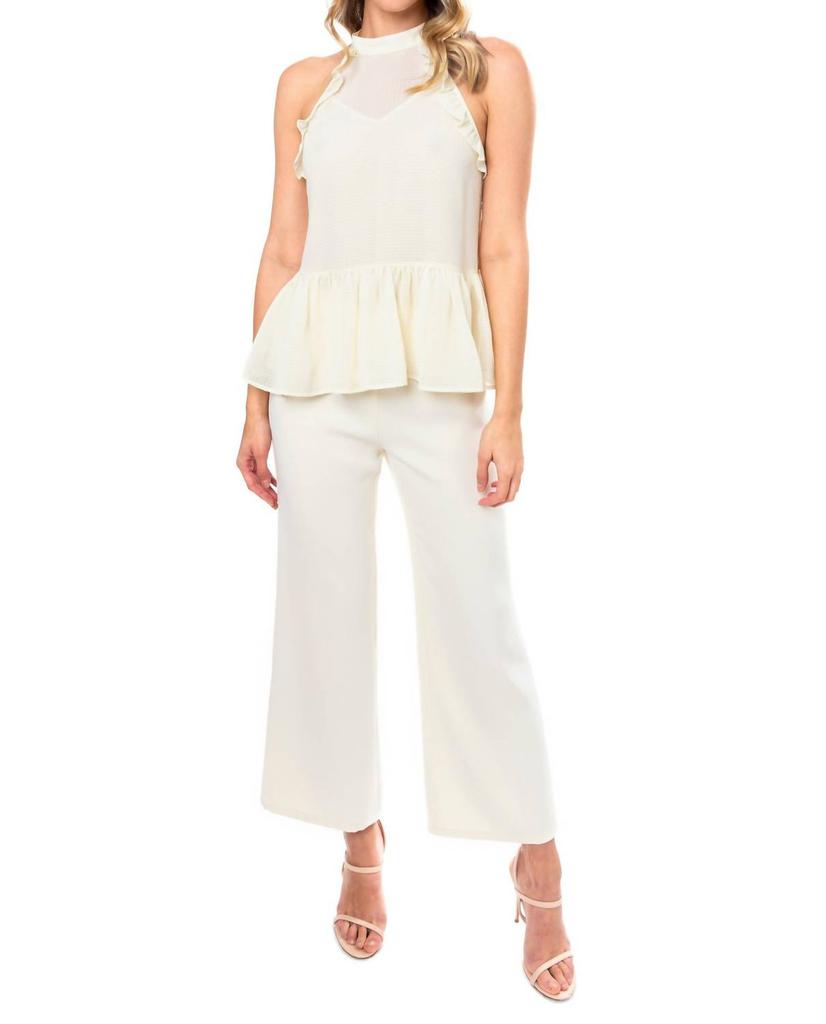 Julie Brown Ruffle Tank Top In Ivory Cream