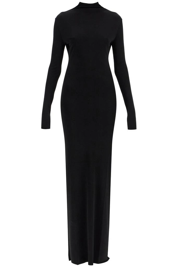 Khaite maxi dress with high neck slim black 1