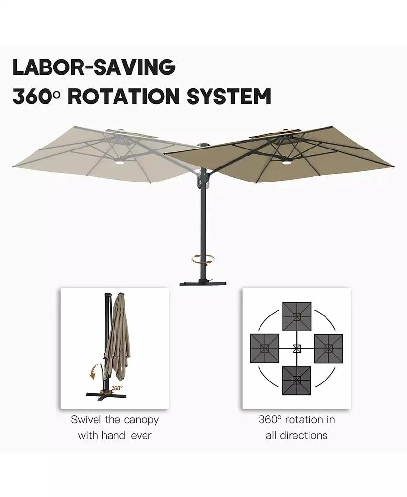 Boyel Living 10x13 ft. 360 B0; Rotation Square Cantilever Patio Umbrella with Bluetooth Speaker and LED Light 4