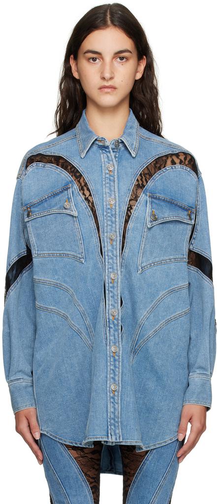 Mugler Blue Lace Denim Shirt