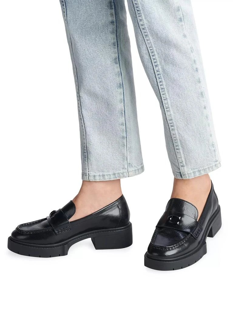 Coach Leah Leather Lug-Sole Loafers 6