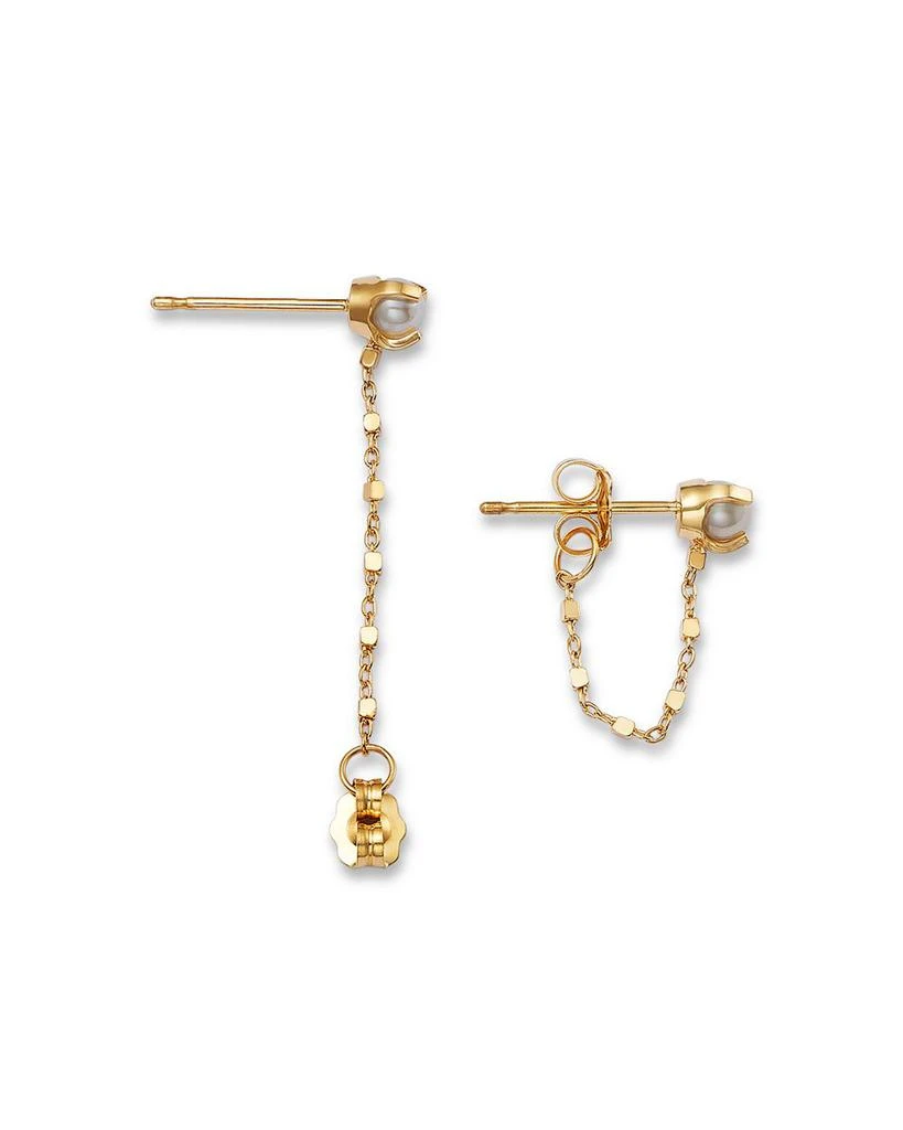Zoe Chicco 14K Yellow Gold Square Bead Chain Cultured Freshwater Pearl Earrings 3