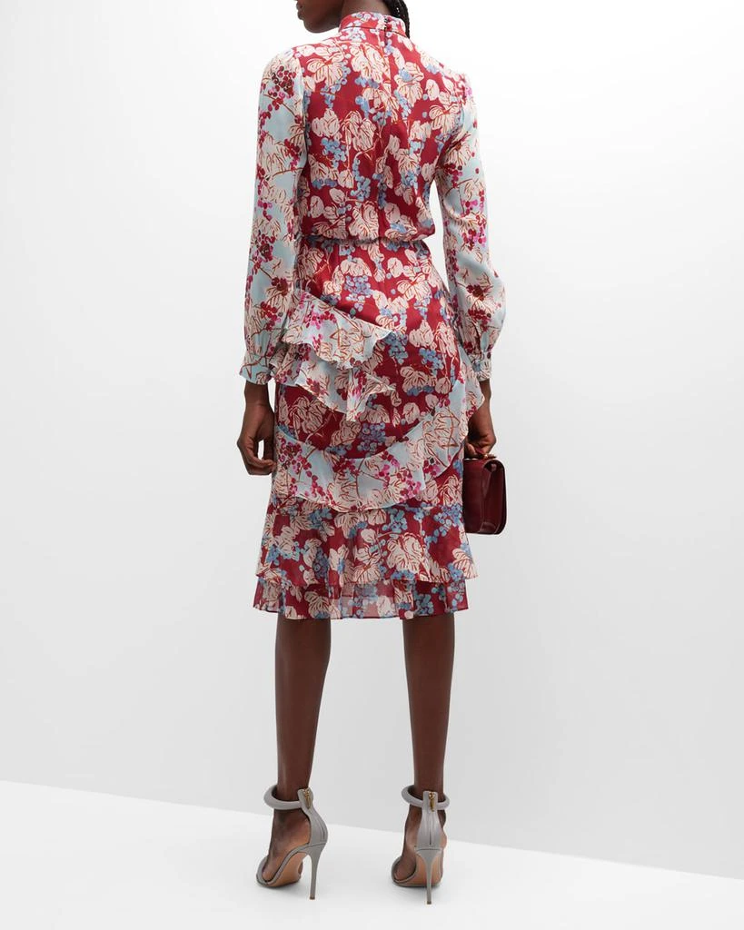 Saloni Isa Mock-Neck Floral-Print Silk Midi Dress 4