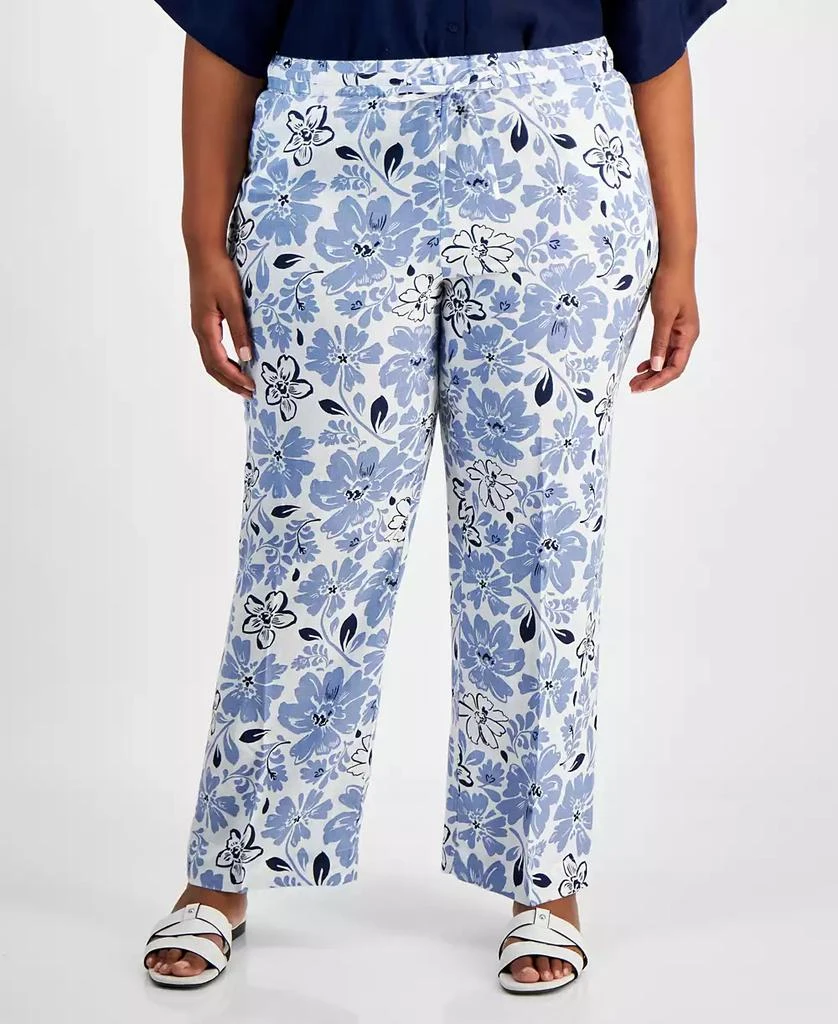 Charter Club Plus Size 100% Linen Floral-Print Pants, Created for Macy's 4