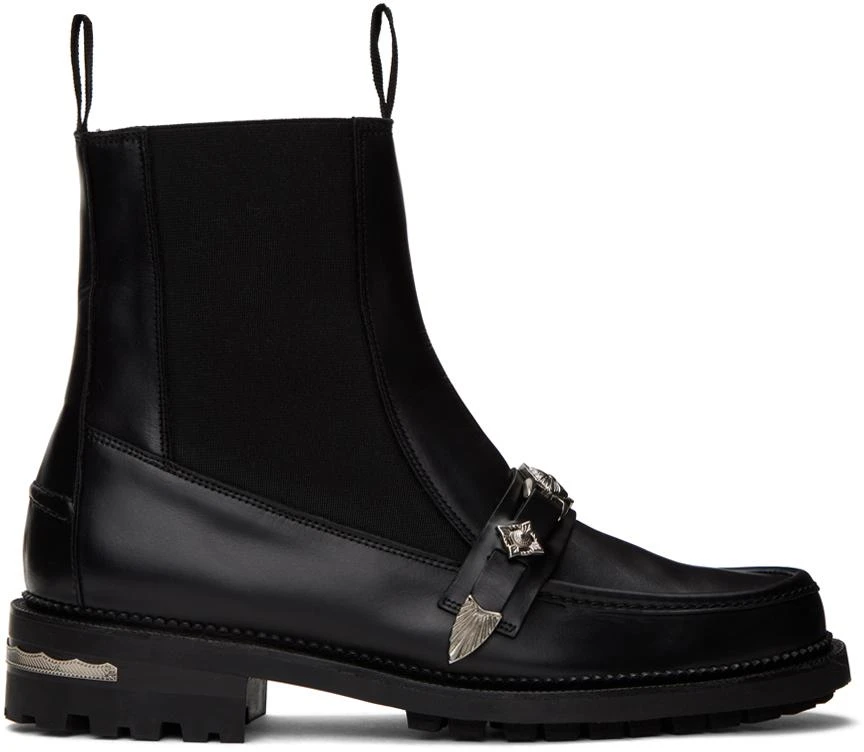 Toga Virilis Black Graphic Hardware Chelsea Boots 1