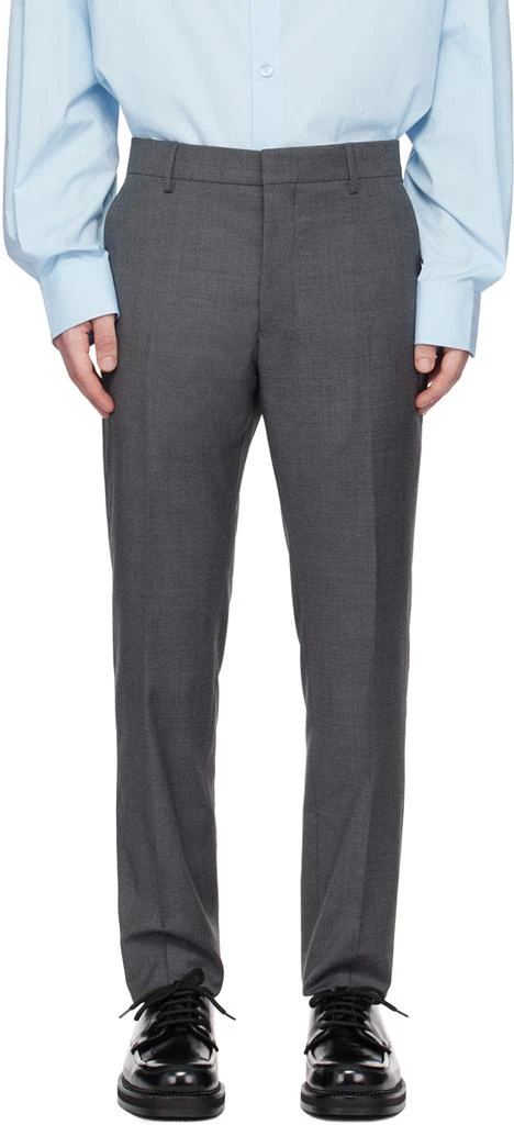 AMI Gray Straight-Leg Trousers 1