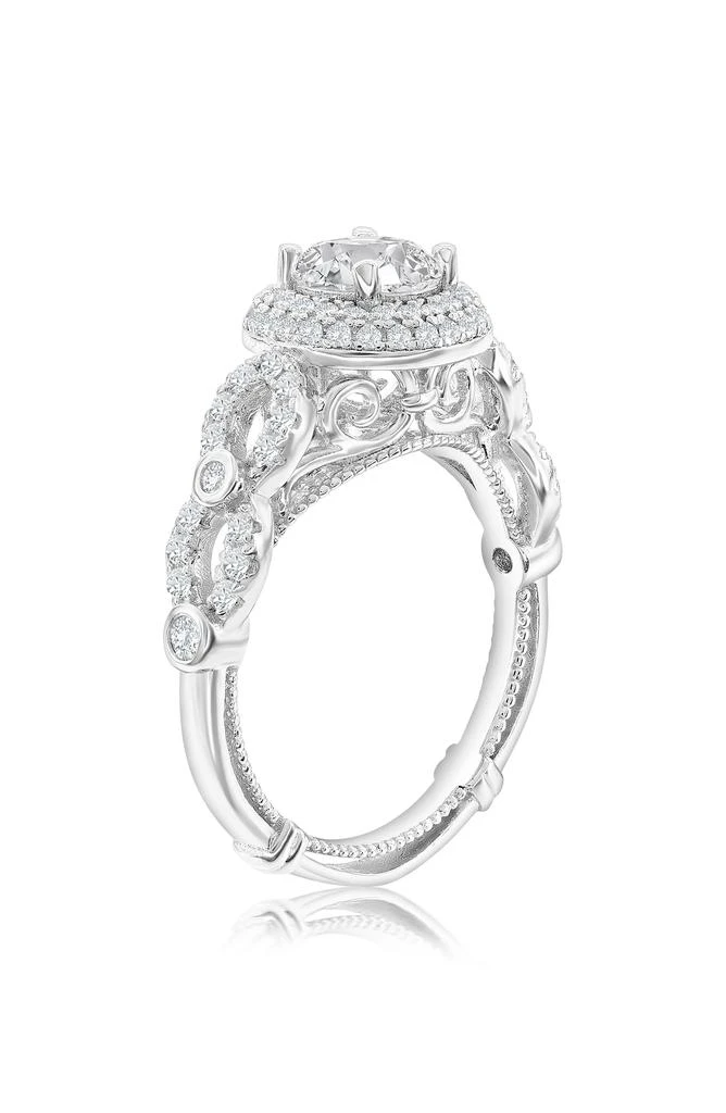 Suzy Levian Sterling Silver Cubic Zirconia Halo Filigree Ring 2