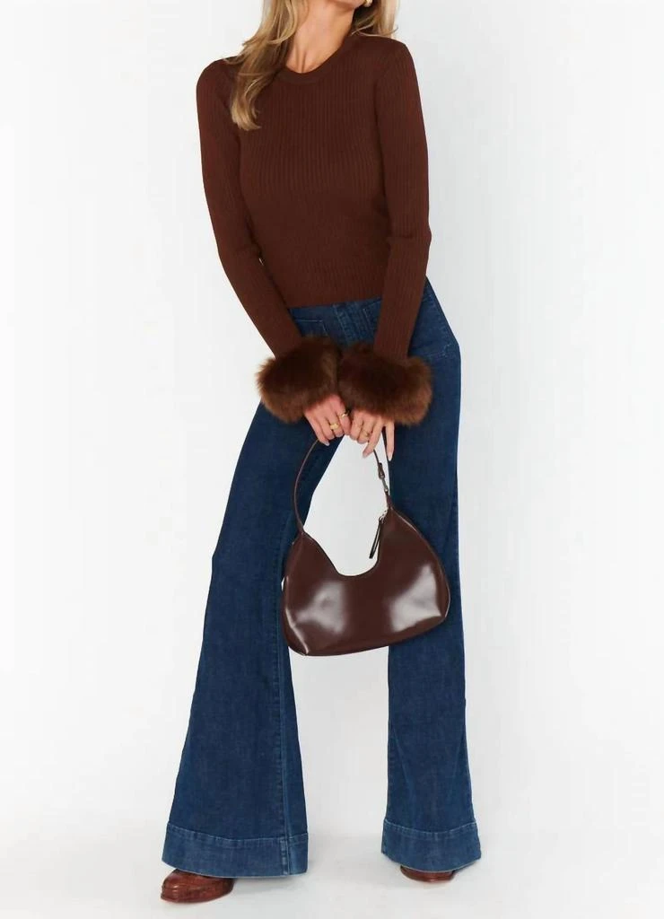 Show Me Your Mumu Ribbed Top With Faux Fur In Chocolate 3