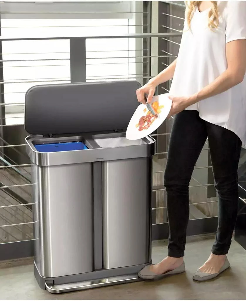 simplehuman Brushed Stainless Steel 58L Dual Compartment  Recycler 6