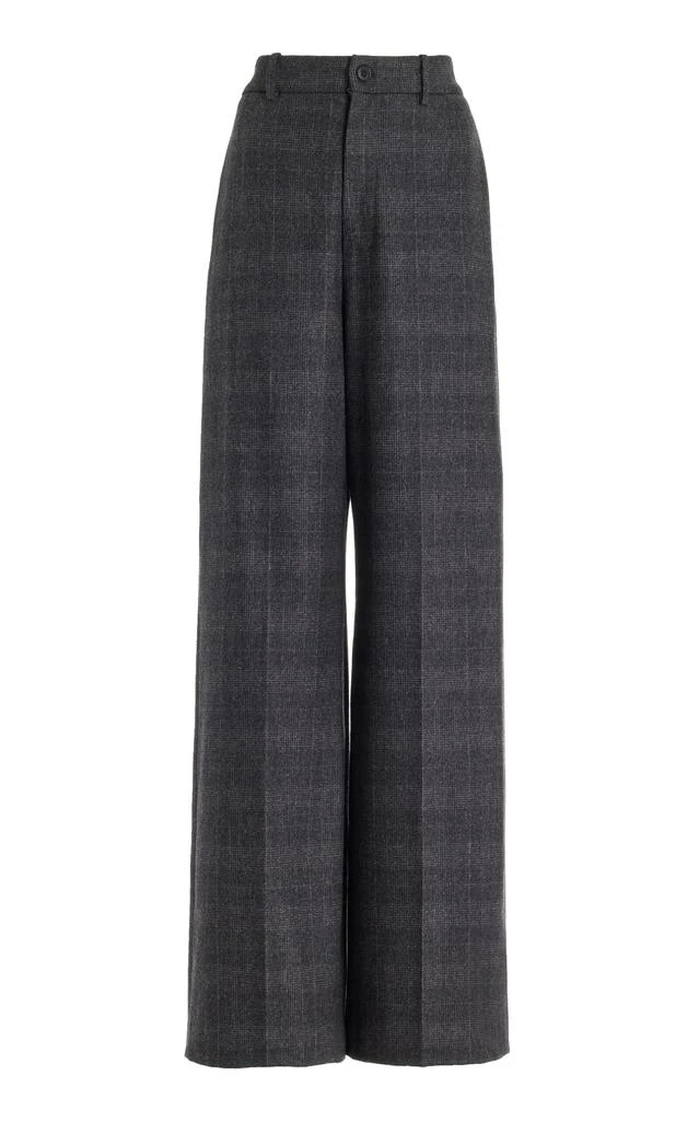 NILI LOTAN NILI LOTAN - Johan Checked Wool-Cashmere Wide-Leg Pants - Black - US 6 - Moda Operandi 1