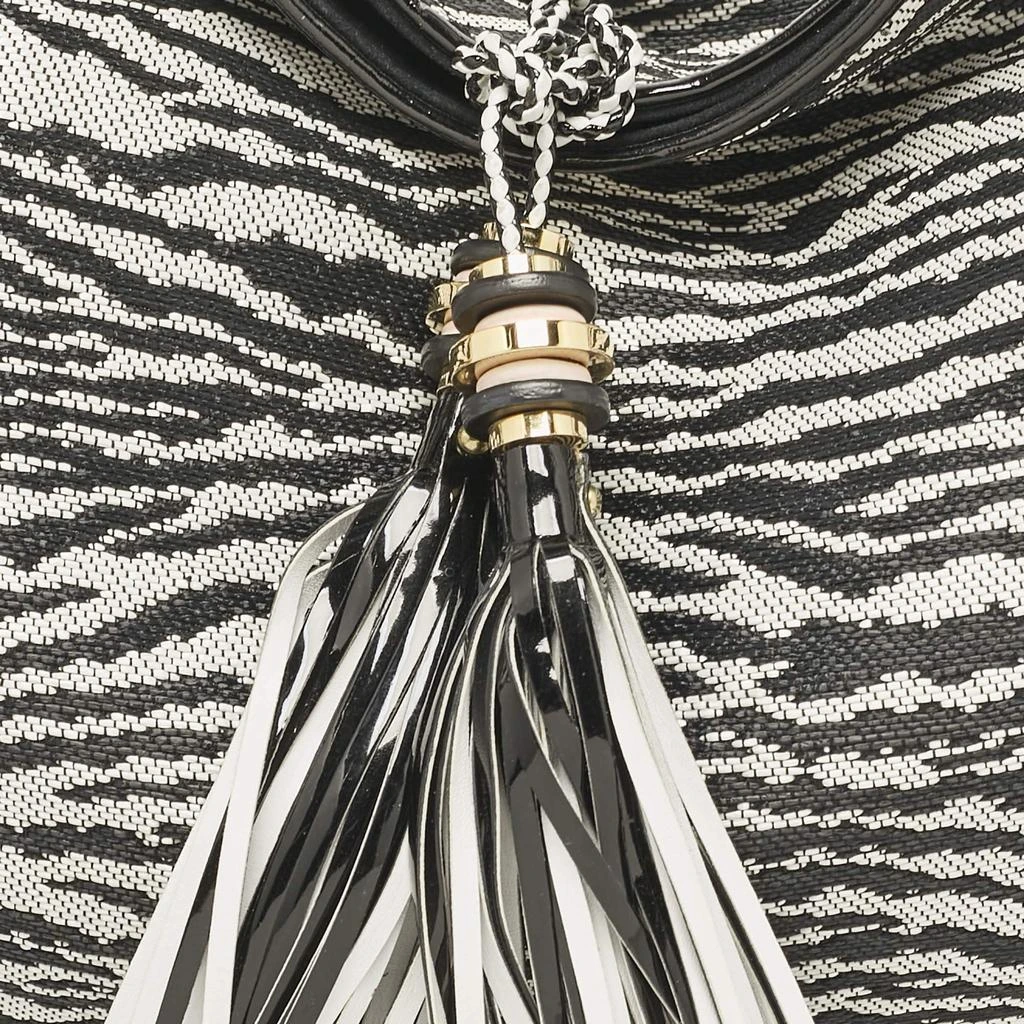 Gianfranco Ferre Gianfranco Ferre Black/White Zebra Effect Straw Tassel Hobo 5
