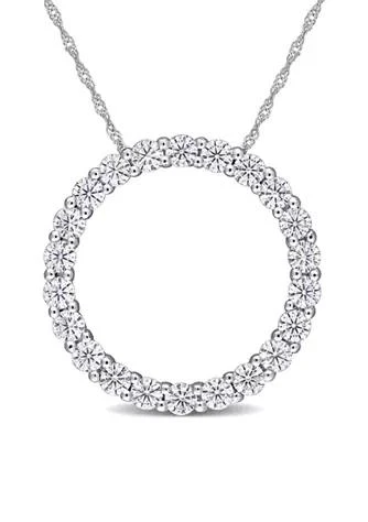 Belk 
Co. 2.2 ct. t.w. Moissanite Circle Pendant with Chain in 14K White Gold