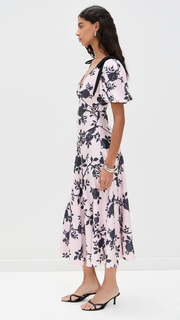 Self Portrait Pink Satin Floral Midi Dress 3