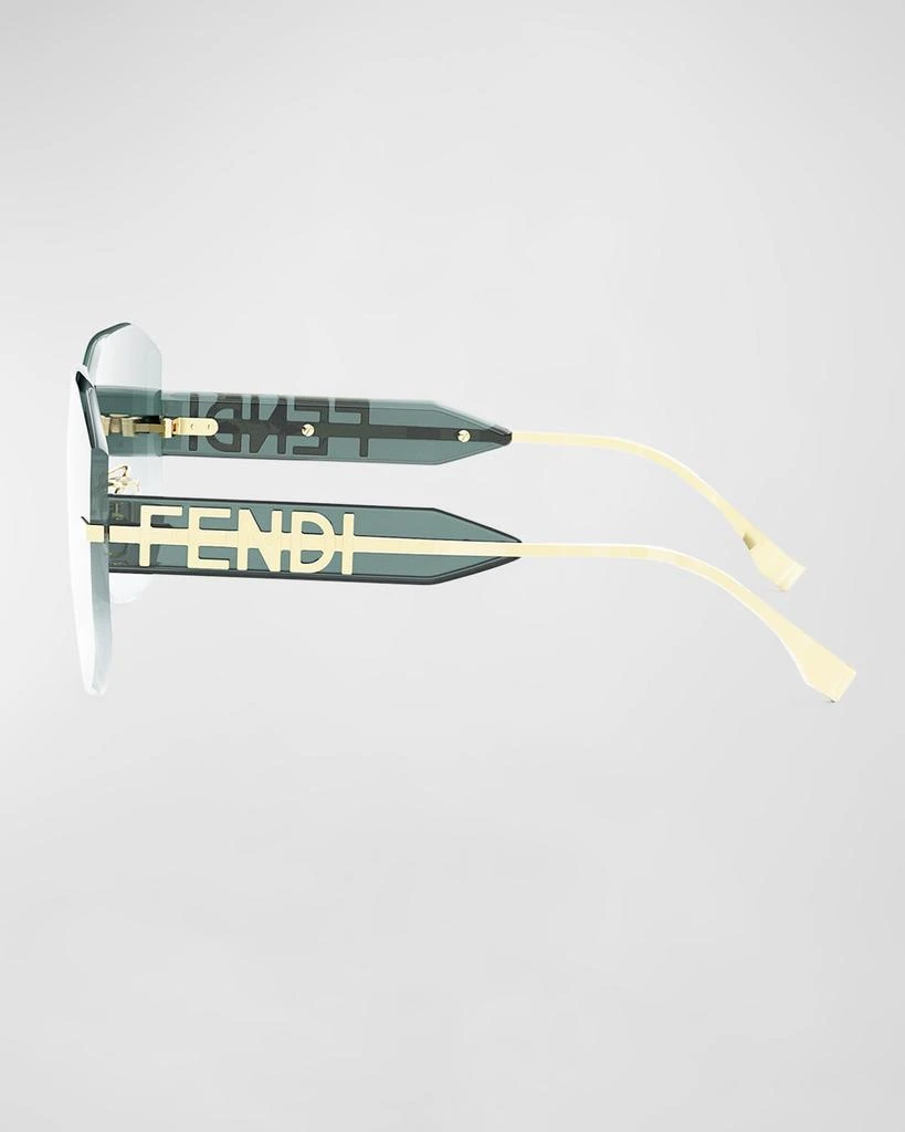 Fendi Fendigraphy Rimless Geometric Nylon & Metal Shield Sunglasses 3