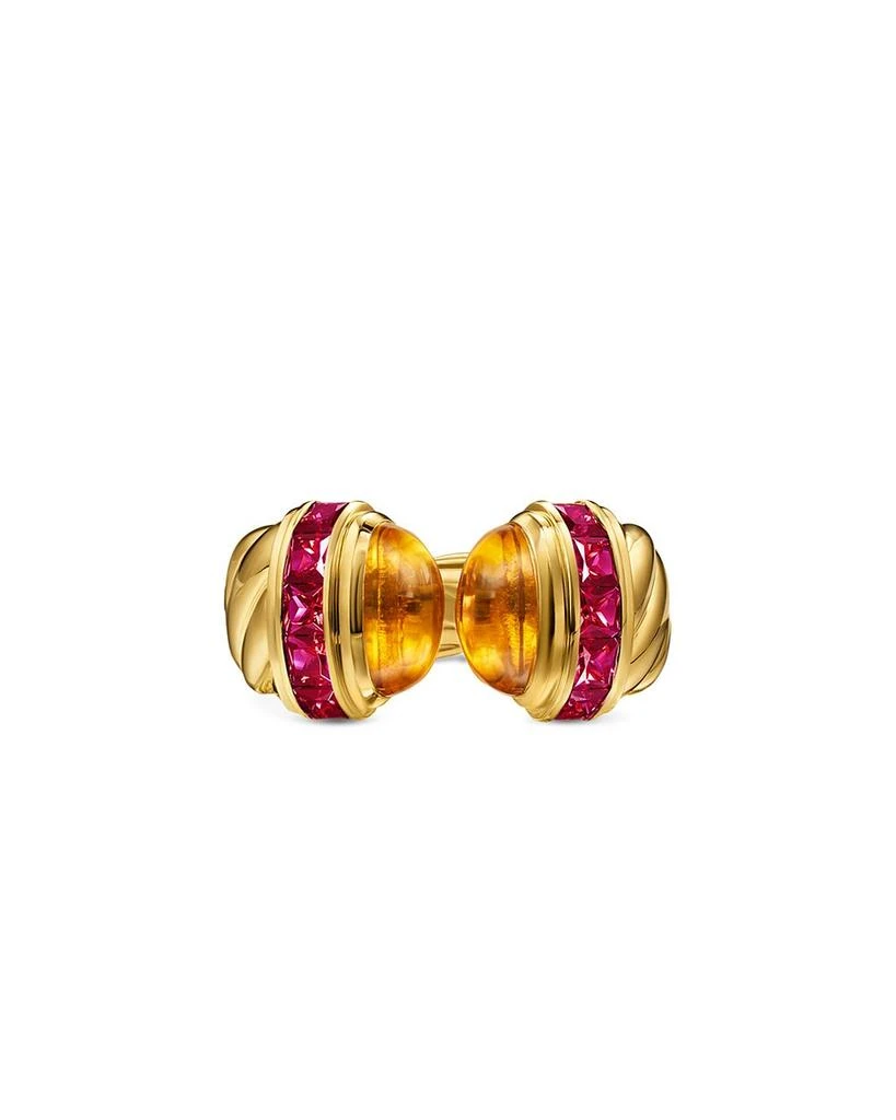 David Yurman Sculpted Cable Open Cocktail Ring in 18K Yellow Gold with Madeira Citrine and Rubellites, 12.4mm 3