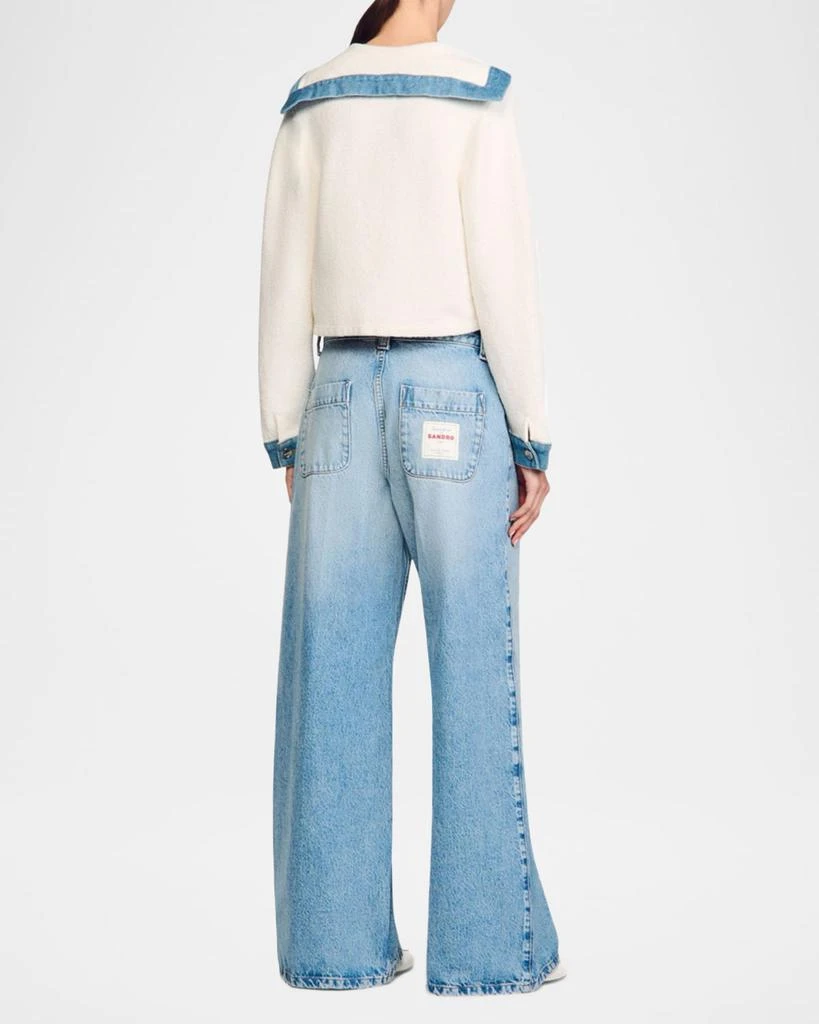 Sandro Baluchon Denim-Trim Cardigan 3
