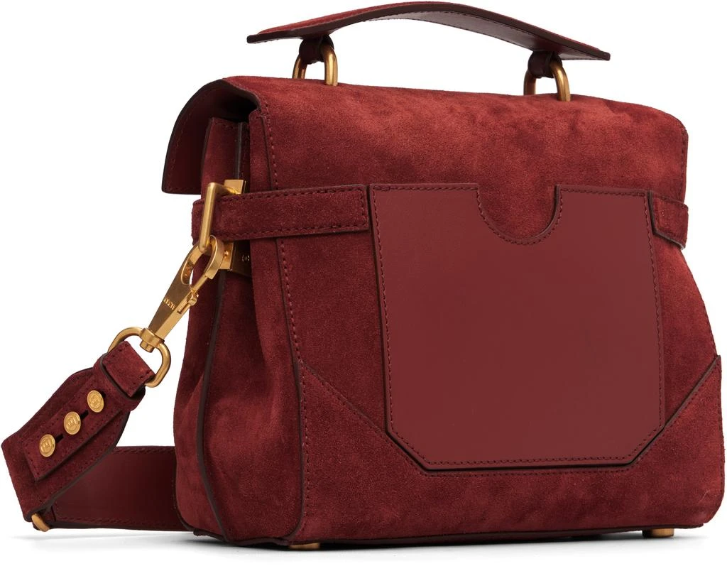 Balmain Burgundy B-Buzz 23 Suede Bag 3