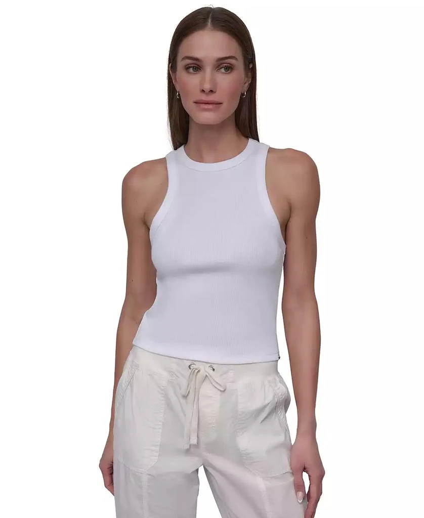DKNY Sport Women's Ribbed High-Neck Racerback Tank Top 1