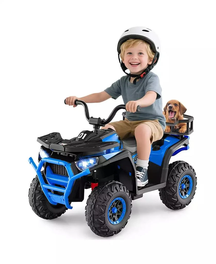 Mecale 24V Kids Ride on Electric ATV Quad Car with Realistic Sounds and LED Lights-Navy