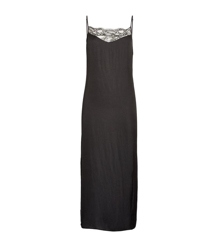 Maje Lace-Trim Slip Midi Dress