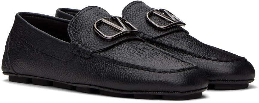 Valentino Black VLogo Signature Grainy Calfskin Loafers 4
