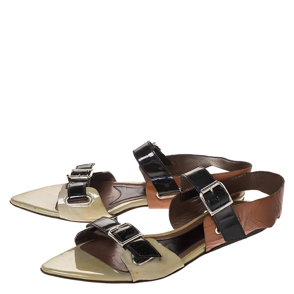 Marni Marni Tricolor Patent Leather Pointed Toe Flat Sandals Size 39 4
