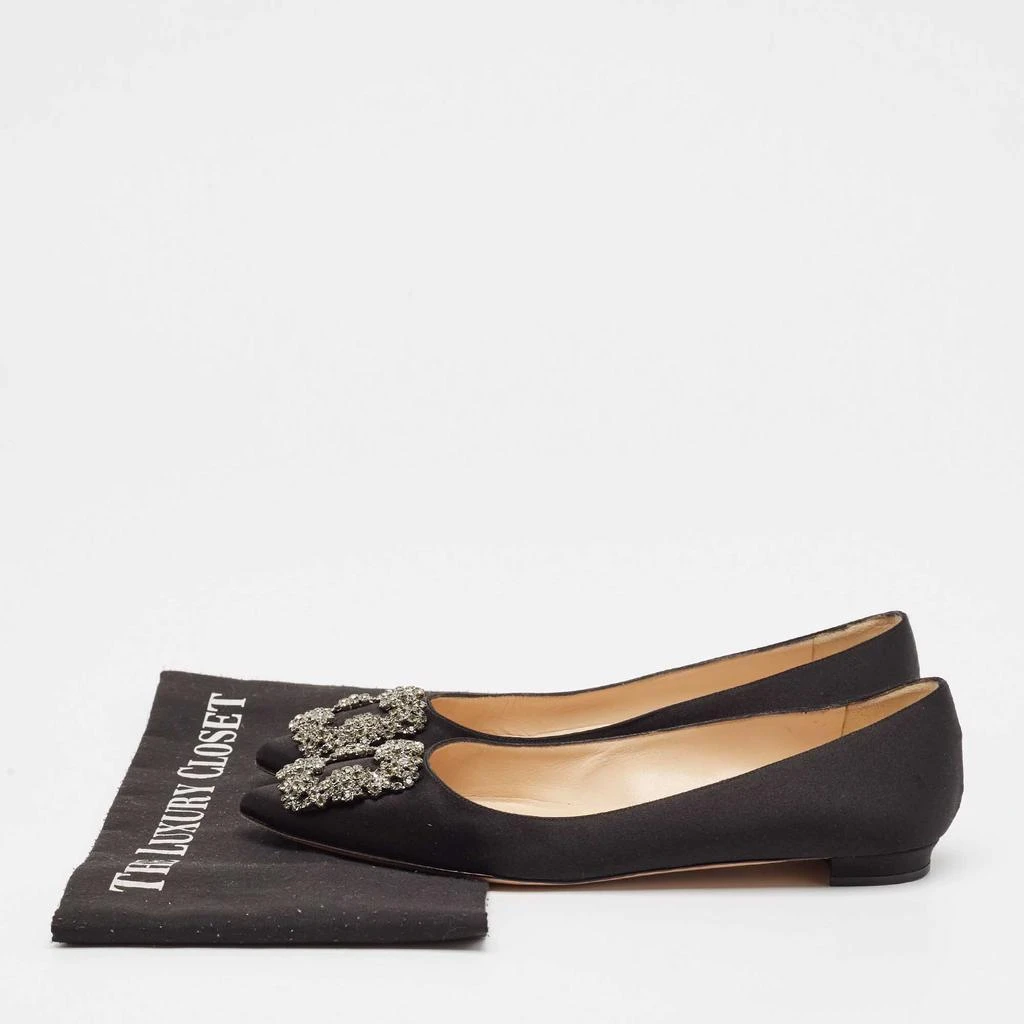 Manolo Blahnik Manolo Blahnik Black Satin Hangisi Ballet Flats Size 37.5 9