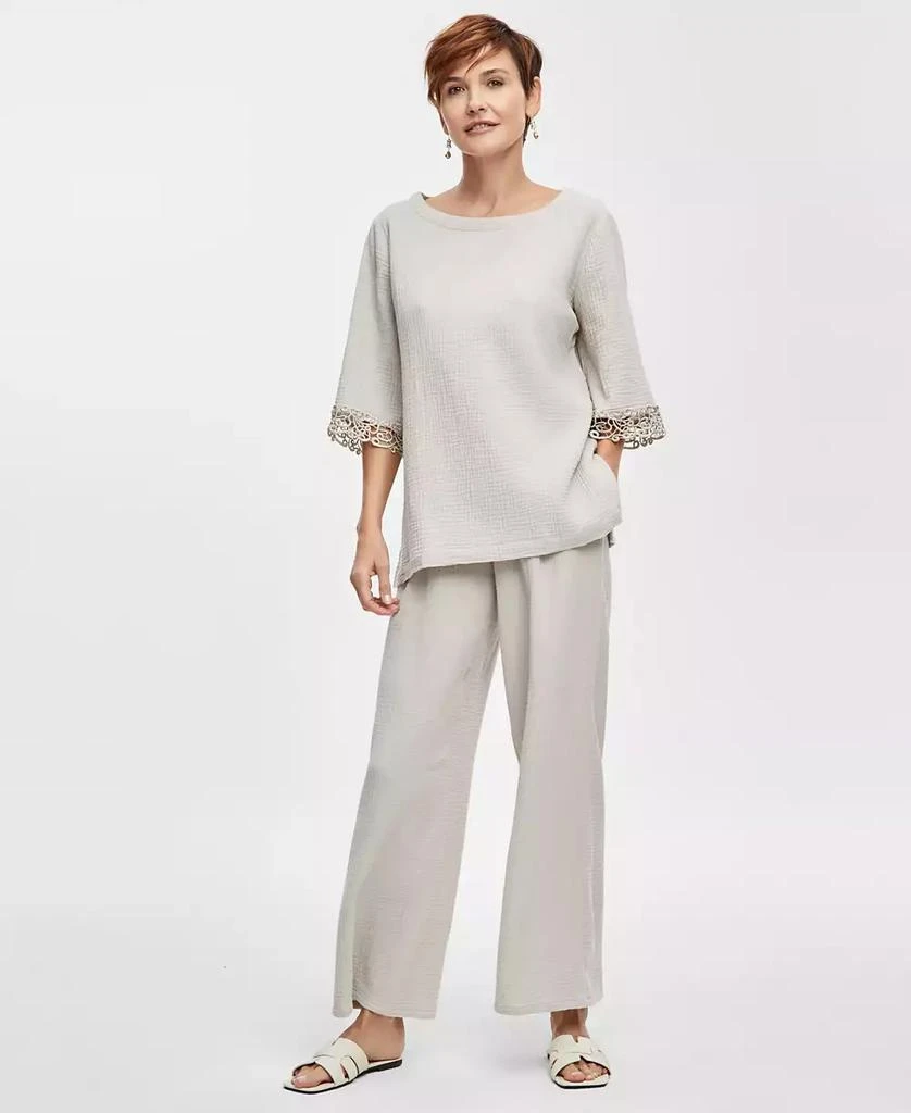 JM Collection Women's Boat-Neck 3/4-Sleeve Gauze Top, Created for Macy's 5