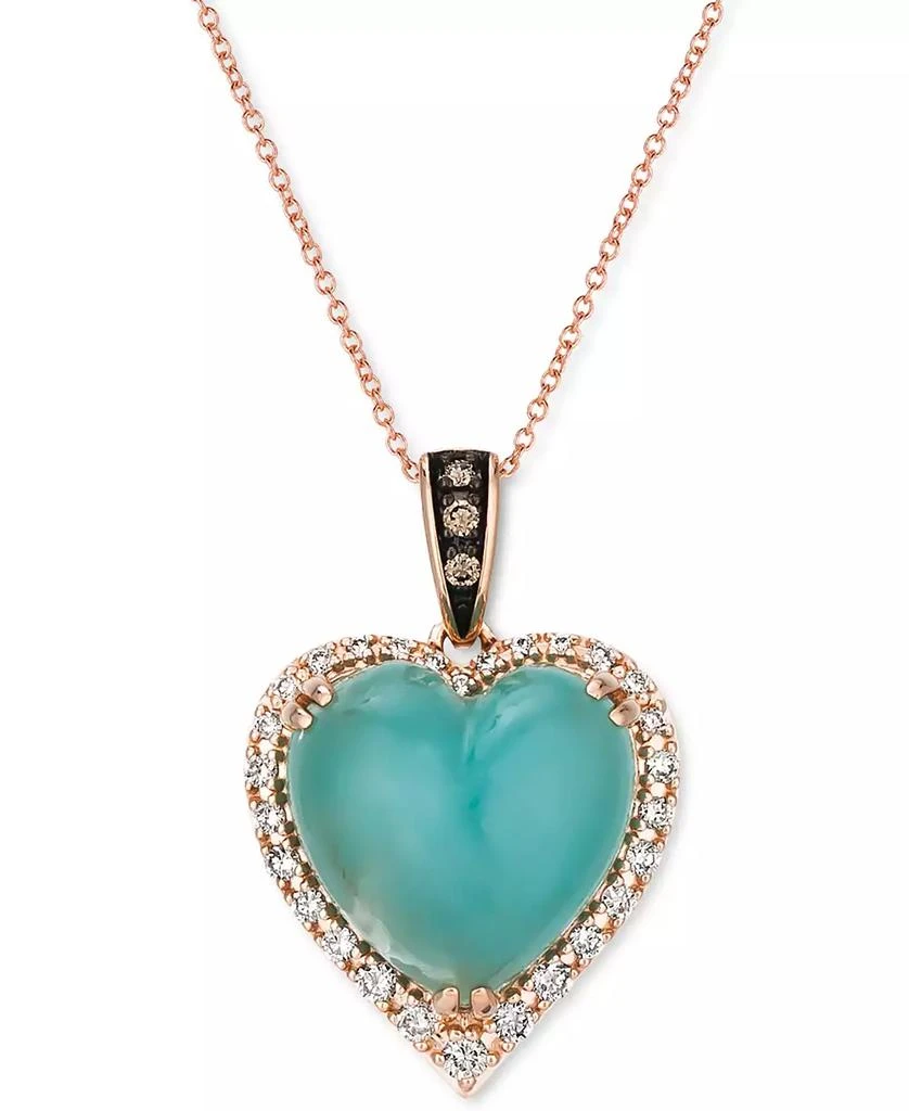 Le Vian Chocolatier® Aquaprase & Diamond (1/3 ct. t.w.) Heart 18" Pendant Necklace in 14k Rose Gold 1