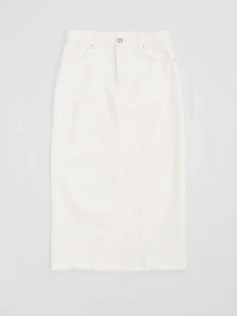 Raey Split Back Organic Cotton Midi Denim Skirt In White