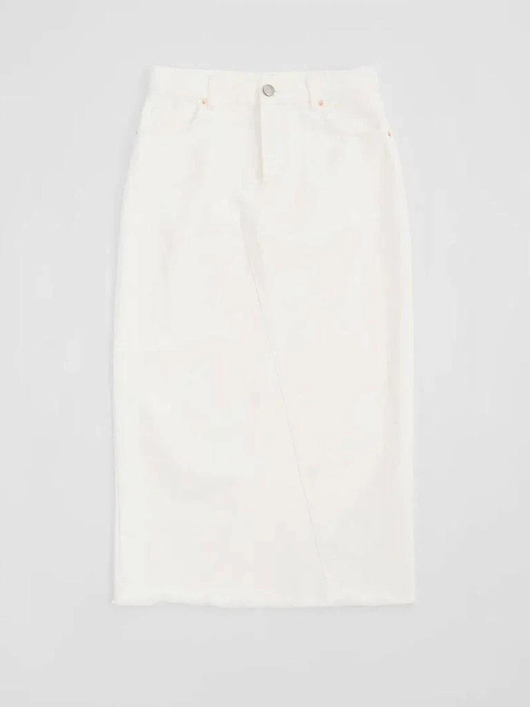 Raey Split Back Organic Cotton Midi Denim Skirt In White 2