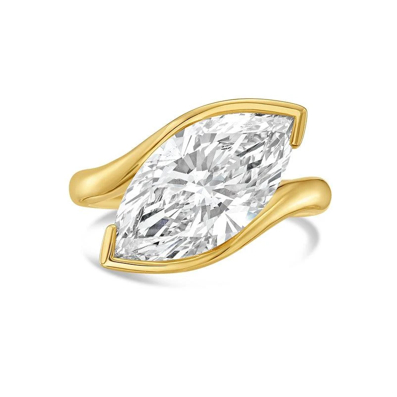 Diana M Jewels 18KT YELLOW GOLD LAB GROWN MARQUISE DIAMOND  FASHION RING WEIGHING 5.00 CTS TW