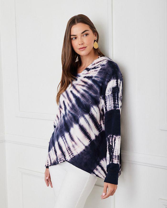 Karen Kane Tie Dyed Asymmetric Hem Hoodie Top