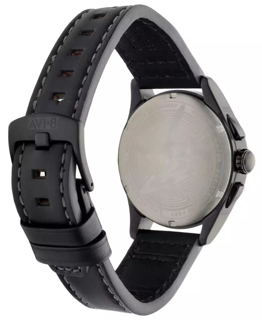 AVI-8 Men's Spitfire Lock Chronograph Black Leather Strap Watch 3