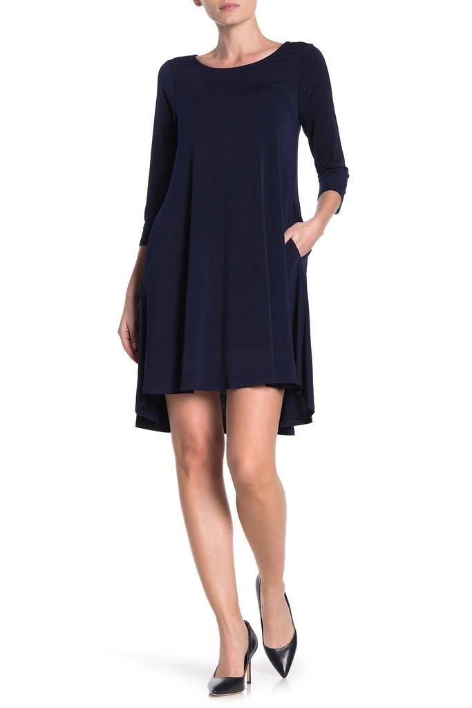 navy cocktail dress knee length Ariel Knee-Length Sheath Dress Short Sleeve Midi