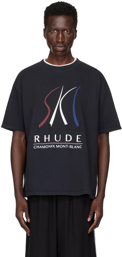 Rhude Black 'Chamonix Mont-Blanc' T-Shirt