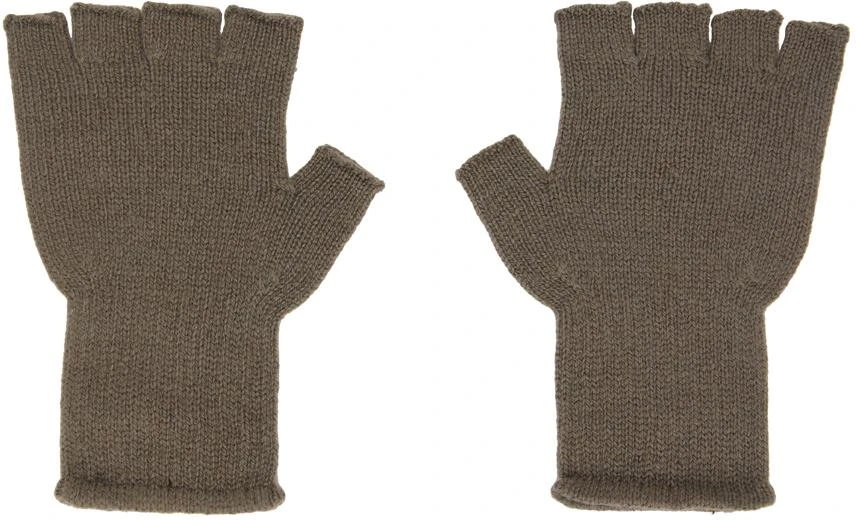 The Elder Statesman SSENSE Exclusive Gray Heavy Fingerless Gloves 1
