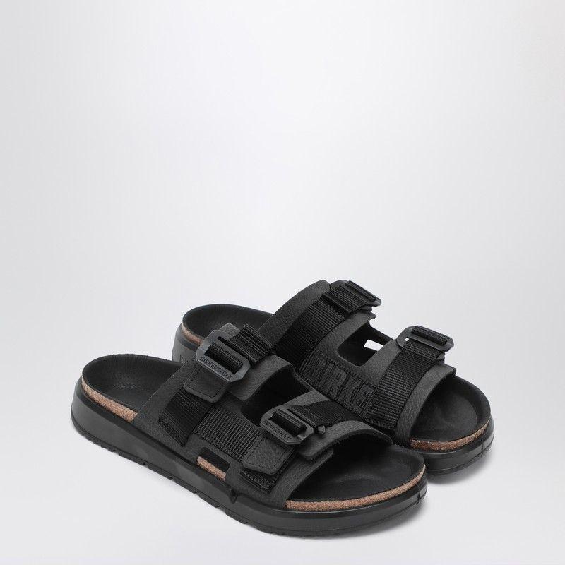 サンダル・ミュール Birkenstock Shinjuku Black Leather And Textile Slipper Shinjuku Leather-Textile Black | BIRKENSTOCK