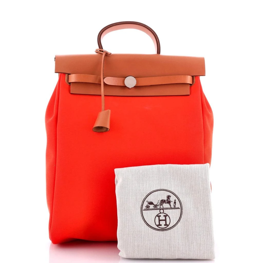 Hermes Herbag A Dos Zip Backpack Toile and Leather 3