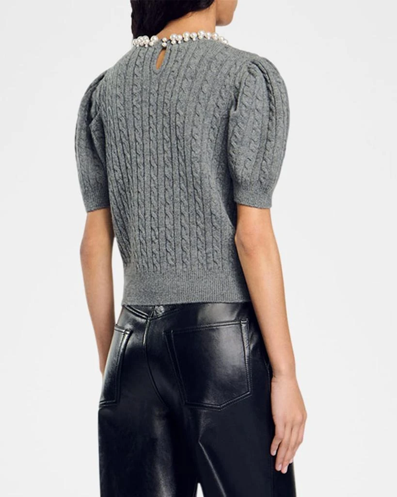 Sandro Madie Embellished Cable-Knit Sweater 3