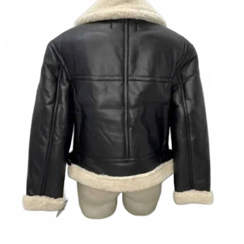 sebby Faux Leather Shearling Moto Jacket In Black 4