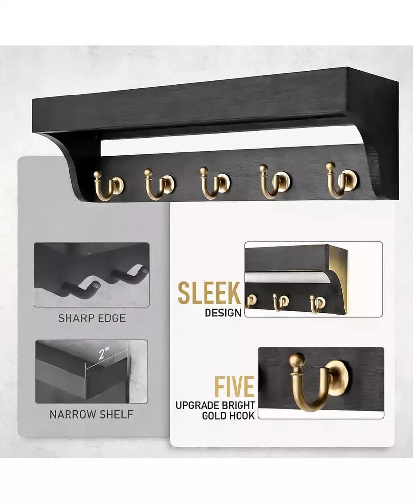 YIGII Pine Wood Key 
Mail Organizer Wall Mount Decor 5