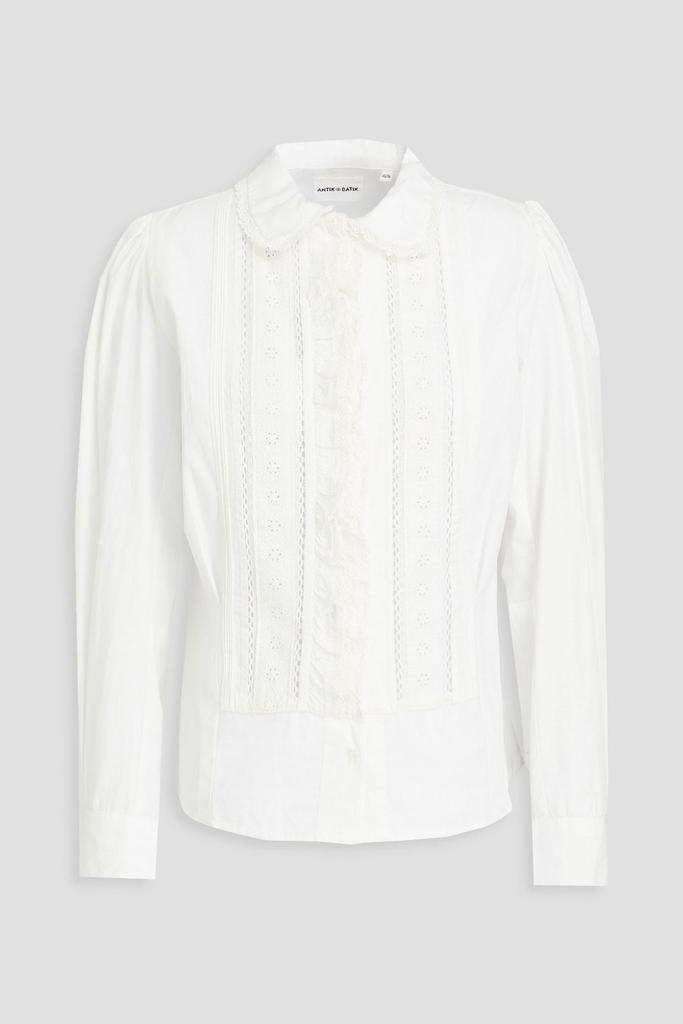 ANTIK BATIK Diane ruffled broderie anglaise-trimmed cotton-poplin blouse