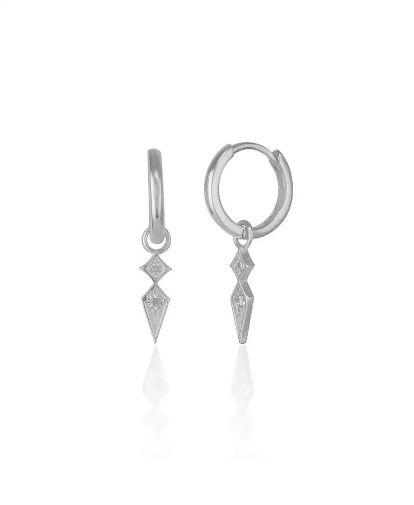 Spero London Sterling Silver Pave Spike Rhombus Drop Earrings